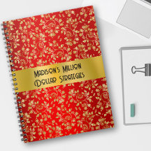 Cuaderno Rojo con Hojas de Pan de Oro de Lujo
