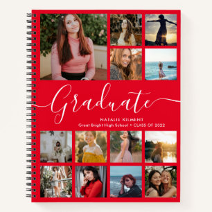 Cuaderno Rojo de graduación de Collage de fotos de grado