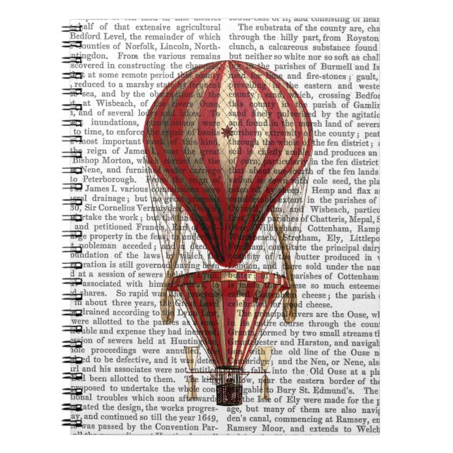 Cuaderno Rojo de impresión de globo de aire caliente en niv (Frente)