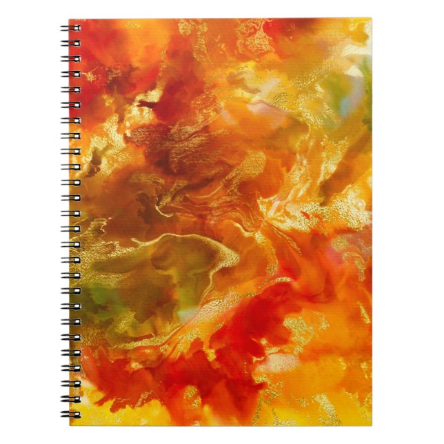 Cuaderno Rojo de mármol, naranja, oro y amarillo (Frente)