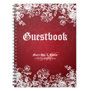 Cuaderno Rojo del Flourish del Victorian del Guestbook de
