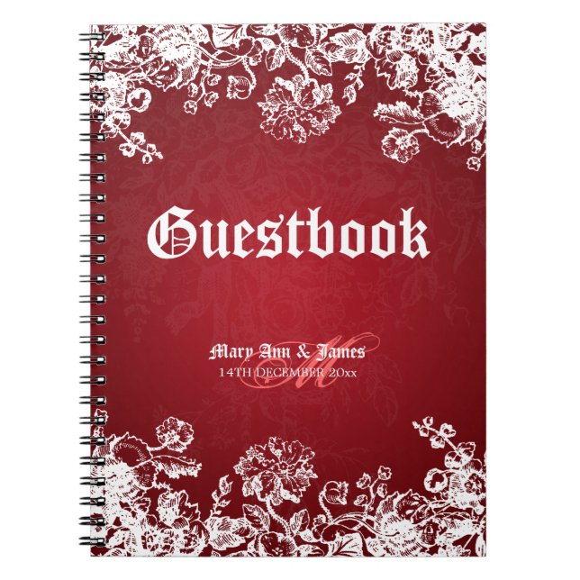 Cuaderno Rojo del Flourish del Victorian del Guestbook de (Frente)