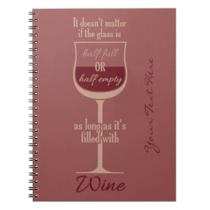 Cuaderno rojo del personalizado de la copa de vino