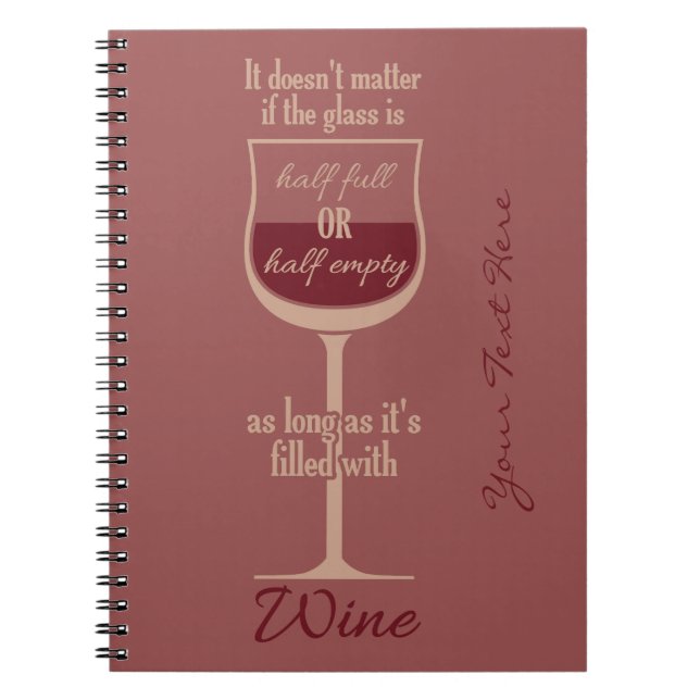 Cuaderno rojo del personalizado de la copa de vino (Frente)