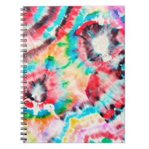 Cuaderno Rojo duro Grunge. Patrón Shibori. Cepillo dorado