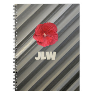 Cuaderno Rojo Hibiscus Negrita Moderno Smokey Gris a rayas