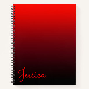 Cuaderno Rojo Intenso Borgoña y Ombre Negro