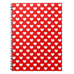 Cuaderno Rojo llamativo Con Patrón De Punto Polka Del Coraz