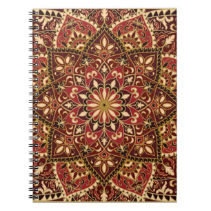 Cuaderno Rojo Oriental: Alfombra Floral Vintage