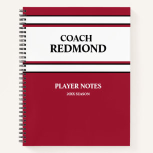 Cuaderno Rojo Oscuro y Blanco