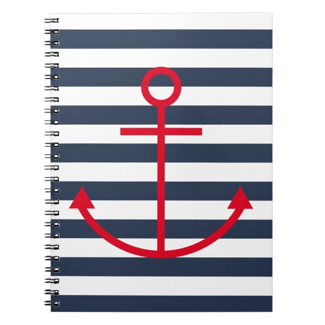 Cuaderno rojo rayado del ancla (Frente)