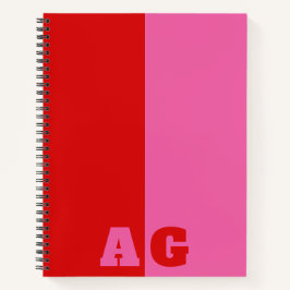Cuaderno Rojo Rayas Rosa Monograma Negrita