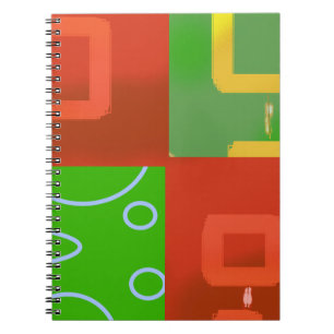 Cuaderno Rojo Verde Geométrico de Navidad