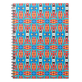Cuaderno rojo y azul con patrón tribal africano