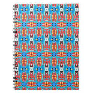 Cuaderno rojo y azul con patrón tribal africano
