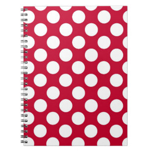 Cuaderno rojo y blanco de Polkadots