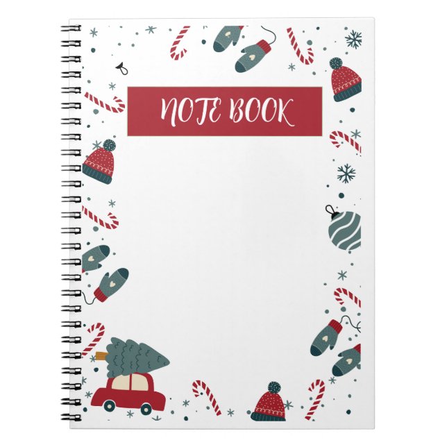 Cuaderno Rojo y Verde Bonito Navidad Ilustrado  (Frente)