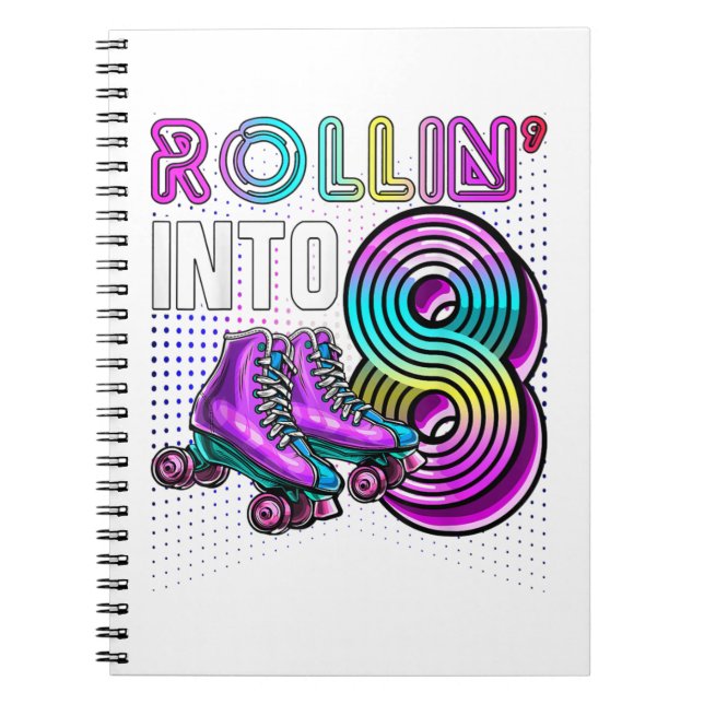 Cuaderno Rollin' en 8 Roller Skating Rink 8Cumpleaños Pa (Frente)