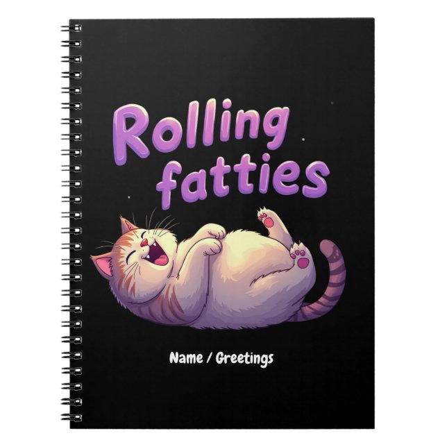 Cuaderno Rolling Fatties Cat Meme Funny and Cute Chonk Cats (Frente)