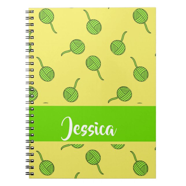 Cuaderno Rollos verdes de lana en amarillo (Frente)