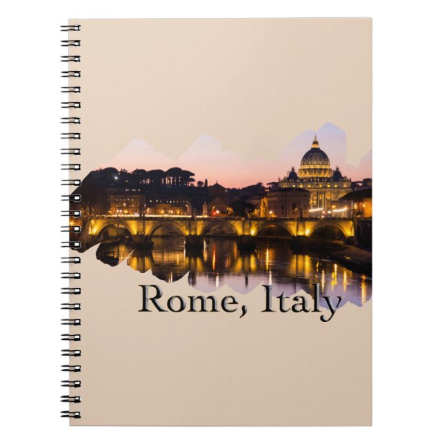 Cuaderno Roma, Italia: La ciudad romántica de noche (Frente)
