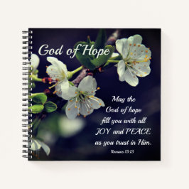 Cuaderno Romanos 15:13 Flores blancas de Dios de la Esperan