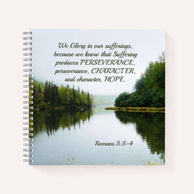 Cuaderno Romanos 5:3-4 Gloria en nuestros padecimientos en  (Anverso)