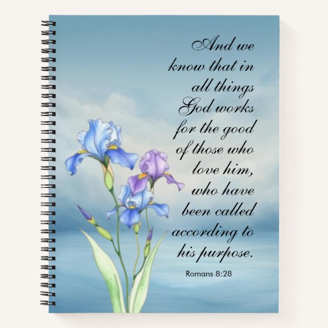 Cuaderno Romanos 8:28 Acuarela de Iris (Anverso)