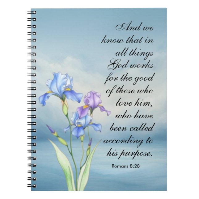 Cuaderno Romanos 8:28 Iris Watercolor (Frente)
