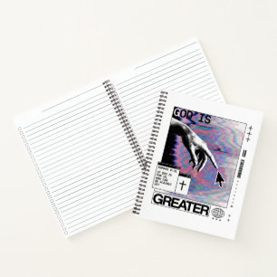 Cuaderno Romanos 8:31 Cyberpunk Mano de Dios Arte Glitch