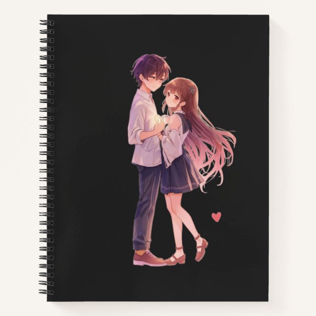 Cuaderno Romantic Anime Couple - Cute Aesthetic Lovers Art  (Anverso)