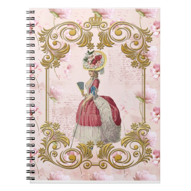 Cuaderno Romantic Marie Antoinette floral pink ノートブック (Frente)