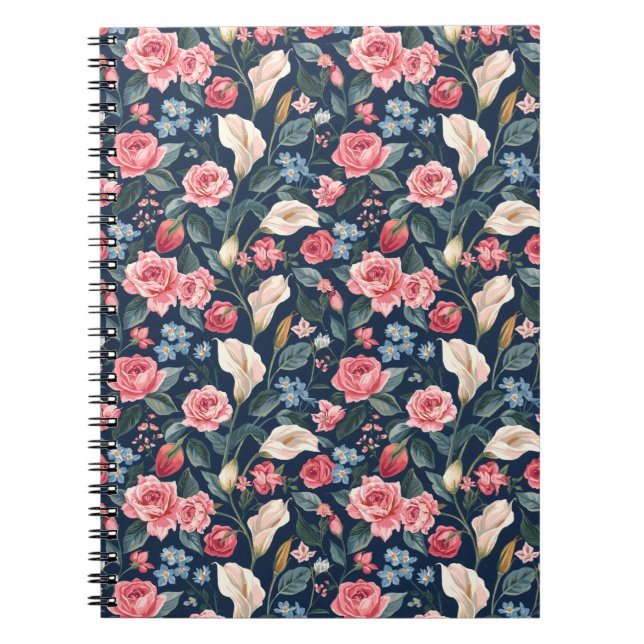 Cuaderno Romantic Navy Blue Floral Garden Pattern (Frente)