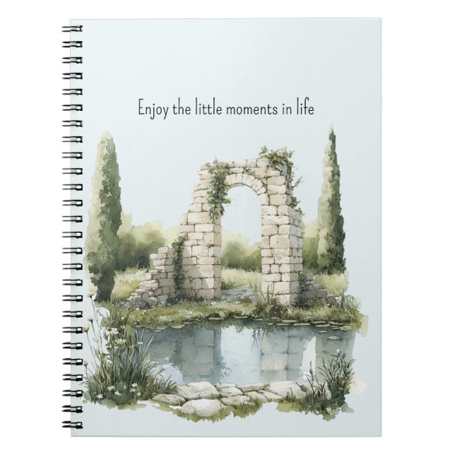 Cuaderno Romantic Pond Floral White Stones Enjoy Moments (Frente)