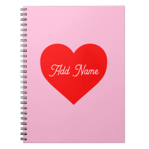 Cuaderno Romántico del corazón rojo Pastel Rosa Personaliza
