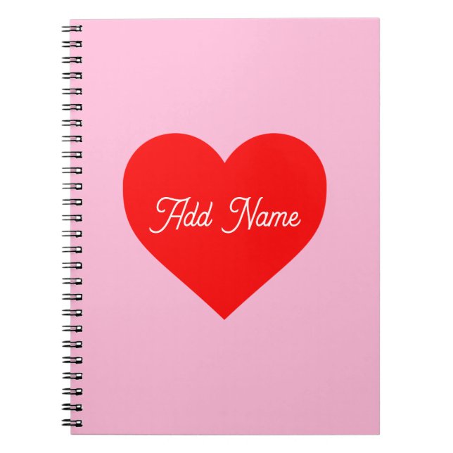Cuaderno Romántico del corazón rojo Pastel Rosa Personaliza (Frente)