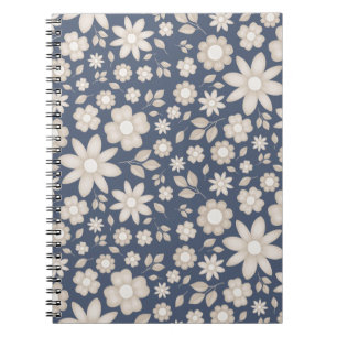 Cuaderno Romántico floral botánico acuarela navy