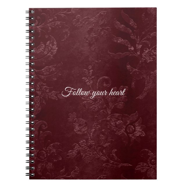 Cuaderno Romántico Floral Burgundy Rojo Intenso   (Frente)