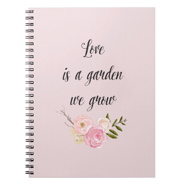 Cuaderno Romántico Pink Garden Watercolor Amor floral (Frente)