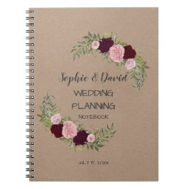 Cuaderno Romántico, planificador de boda floral de Marsala 