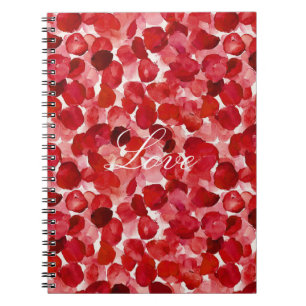 Cuaderno Romántico Rojo Pétalos Floral