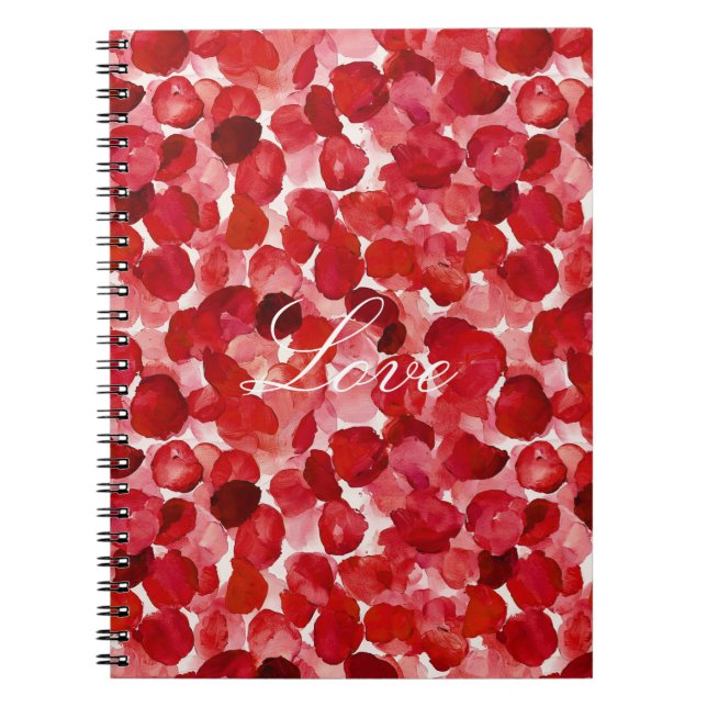 Cuaderno Romántico Rojo Pétalos Floral (Frente)