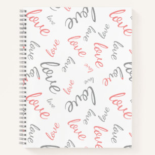 Cuaderno Romántico rosa y gris Amor escritura cursiva