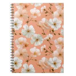Cuaderno Romántico suave flor de melocotón patrón floral bl
