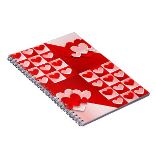 Cuaderno Romántico Valentine Love Hearts Red White Heart
