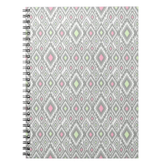 Cuaderno Rombos grises, verdes y rosados sobre un blanco (Frente)