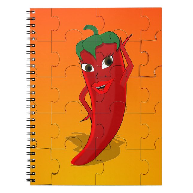 Cuaderno Rompecabezas de la diva del pepino rojo (Frente)