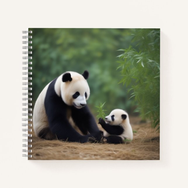 Cuaderno Rompecabezas de Panda Mamá y Bebé (Anverso)