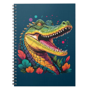 Cuaderno Rompecabezas del retrato de cocodrilo colorido