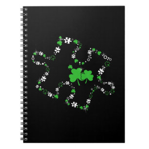 Cuaderno Rompecabezas Shamrock Autism Awareness Happy St Pa